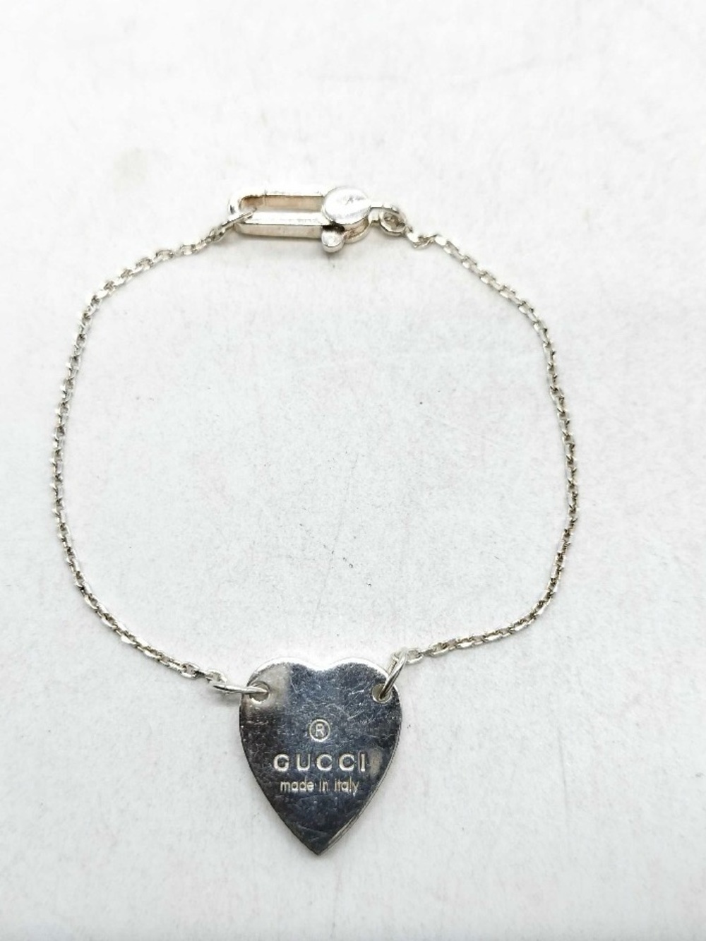 Gucci Silver Heart Tag Chain Bracelet - Silver